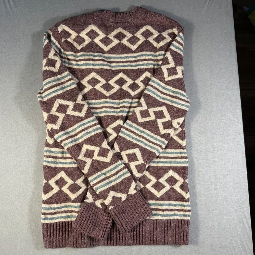 Abercrombie & Fitch Mens Small Silk Linen y2k Geometric Crewneck Sweater Purple